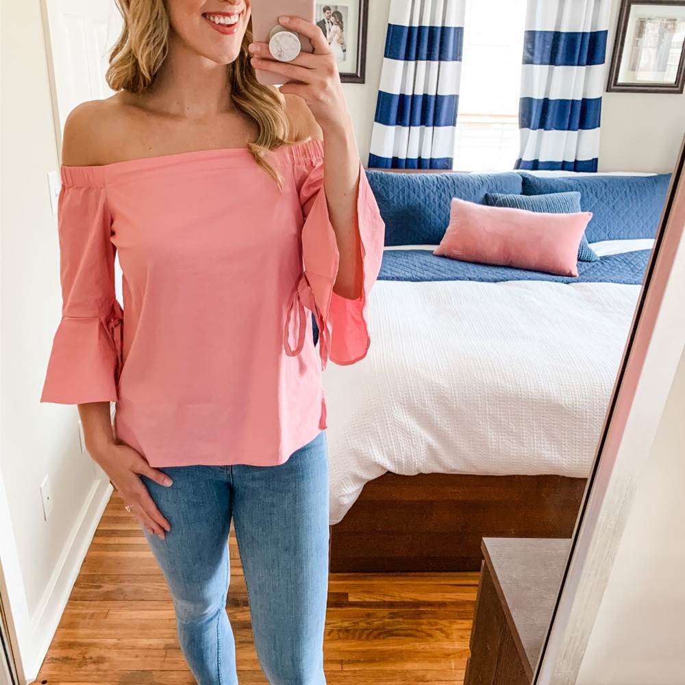 H&M pink off the shoulder shirt